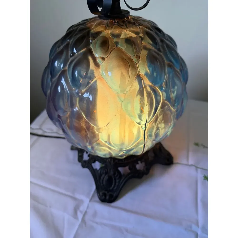 Vtg 1970s Hollywood Regency EF & EF Industries Blue Light Up Lamp